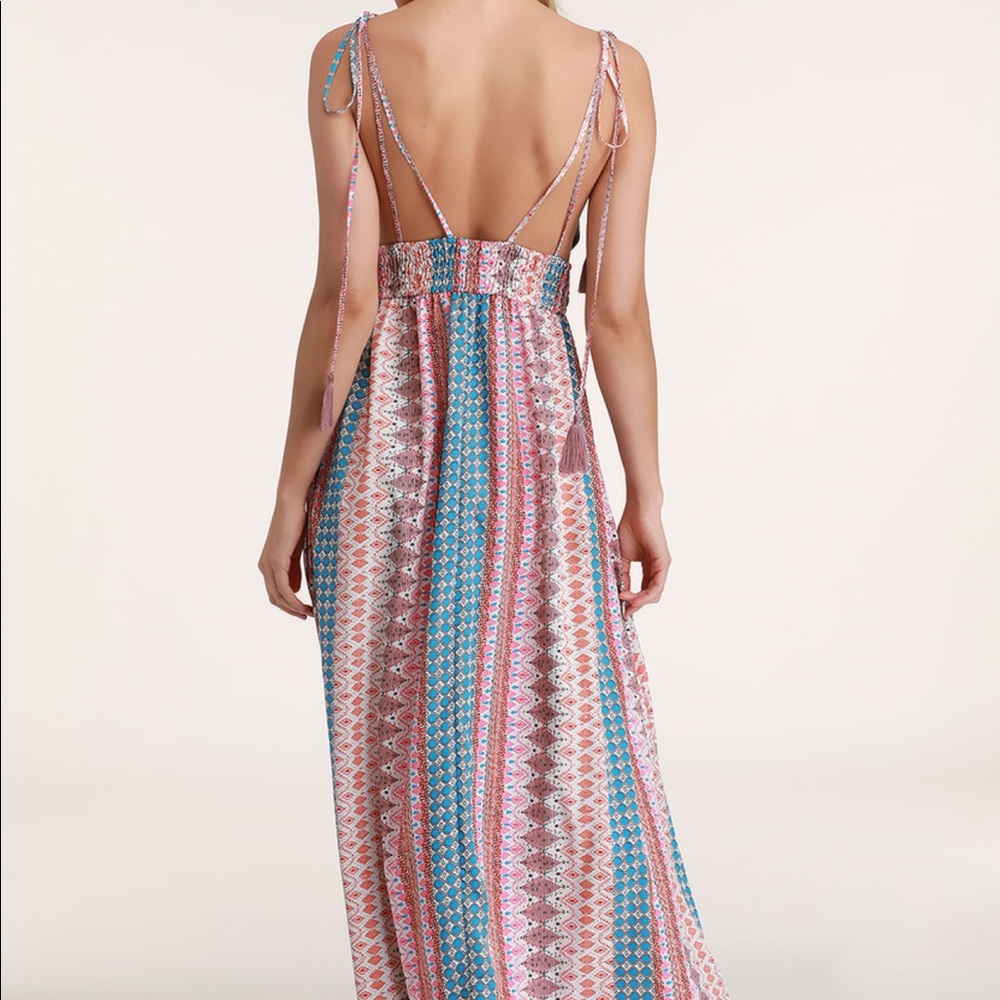 🍍 Lulu's Maxin' Relaxin' Multi Print Maxi Dress - Picture 5 of 7